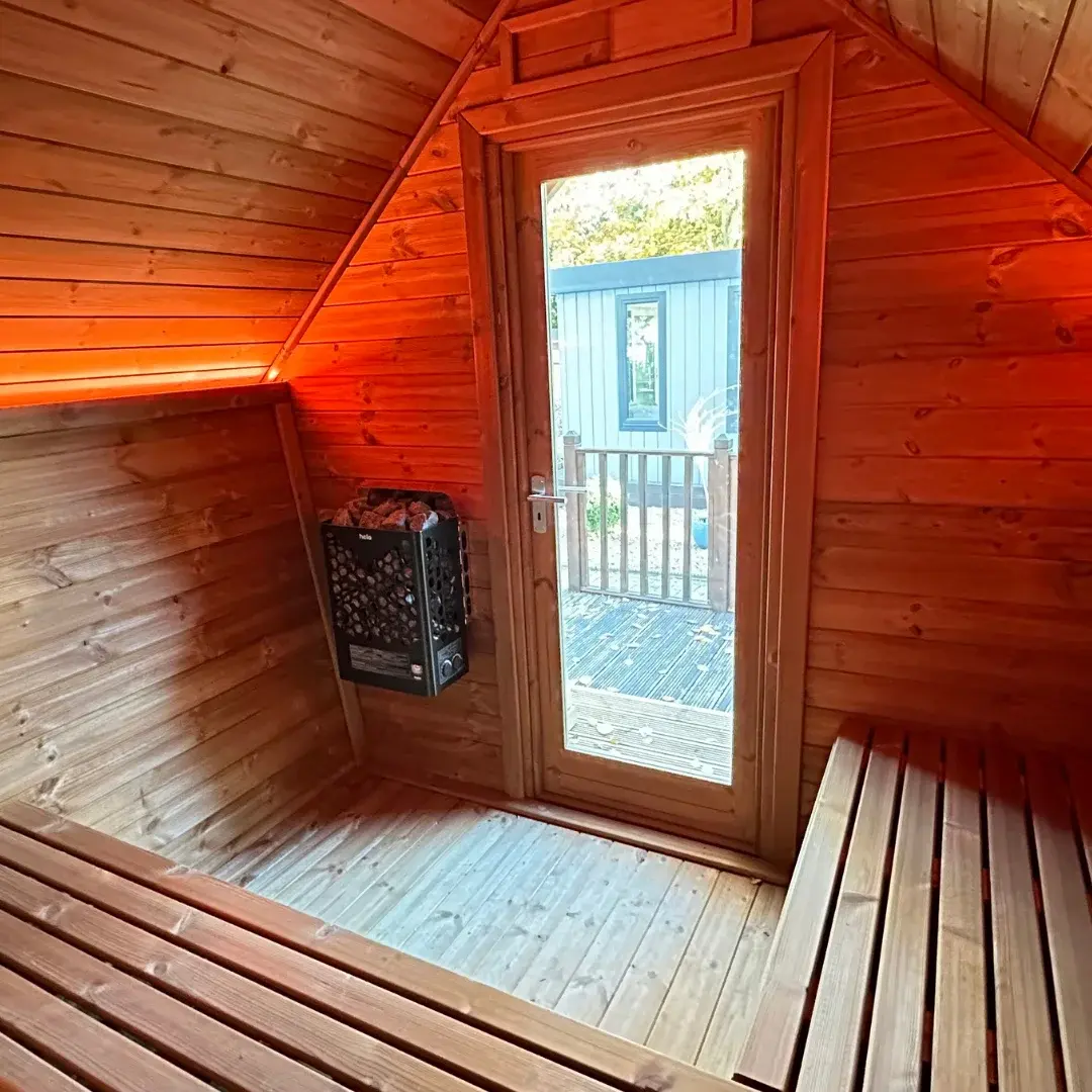 Camping Cabins Scandinavian Redwood Sauna Cabin